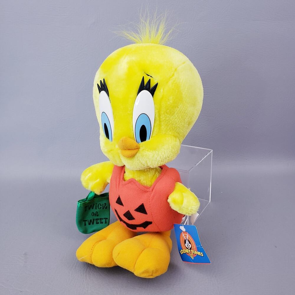 Halloween Tweety Bird Plush 12" Looney Tunes Twick or Tweet Pumpkin Stuffed 1997